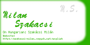 milan szakacsi business card
